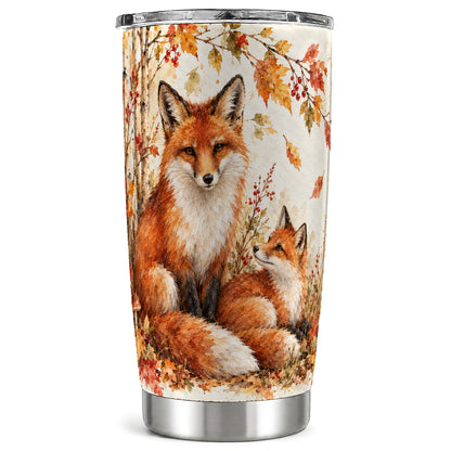 Autumn Fox Tumbler 20oz, Watercolor Tumbler, Stainless Steel Travel Cup