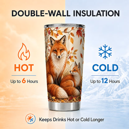 #pl[20oz|Steel] Autumn Fox Tumbler 20oz, Woodland Tumbler, Stainless Steel Travel Cup