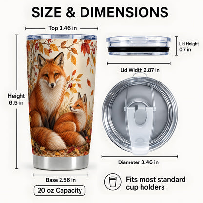 #pl[20oz|Steel] Autumn Fox Tumbler 20oz, Woodland Tumbler, Stainless Steel Travel Cup