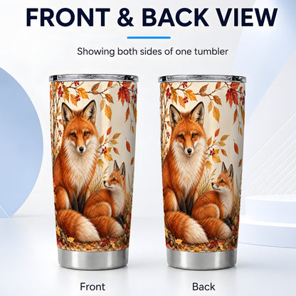 #pl[20oz|Steel] Autumn Fox Tumbler 20oz, Woodland Tumbler, Stainless Steel Travel Cup