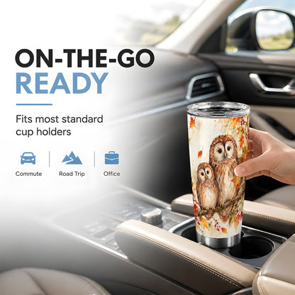 #pl[20oz|Steel] Watercolor Owl Tumbler 20oz, Owl Tumbler, Stainless Steel Travel Cup
