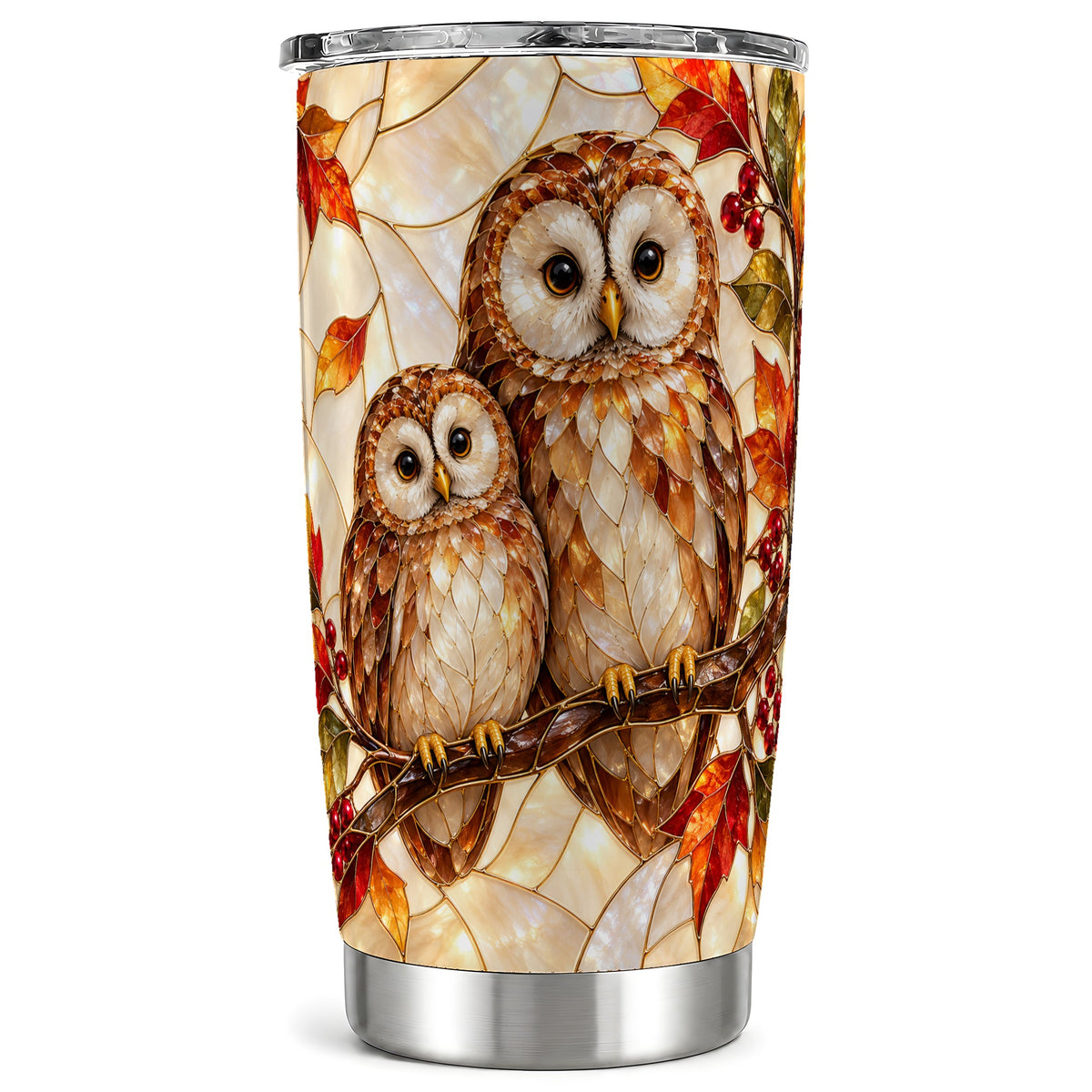 Mosaic Owl Tumbler 20oz, Owl Tumbler, Stainless Steel Travel Cup