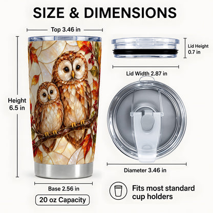 #pl[20oz|Steel] Mosaic Owl Tumbler 20oz, Owl Tumbler, Stainless Steel Travel Cup