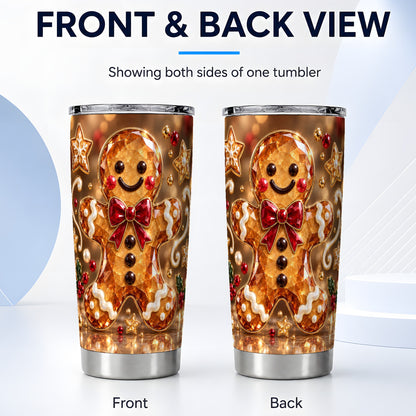 #pl[20oz|Steel] Jewel Style Gingerbread 20oz Tumbler, Holiday Stainless Steel Travel Cup