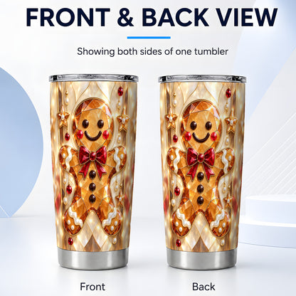 #pl[20oz|Steel] Gem Style Gingerbread 20oz Tumbler, Holiday Stainless Steel Travel Cup