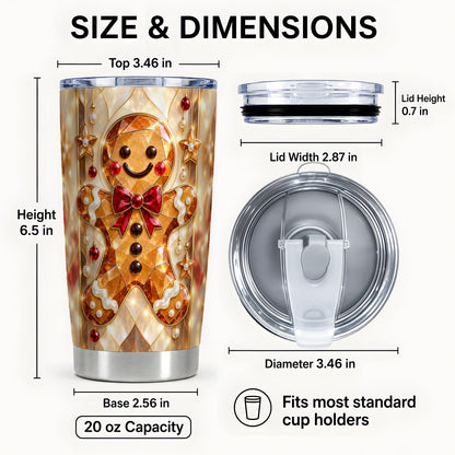#pl[20oz|Steel] Gem Style Gingerbread 20oz Tumbler, Holiday Stainless Steel Travel Cup