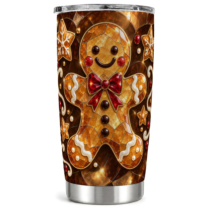 Stained Glass Style Gingerbread 20oz Tumbler, Stainless Steel Travel Cup
