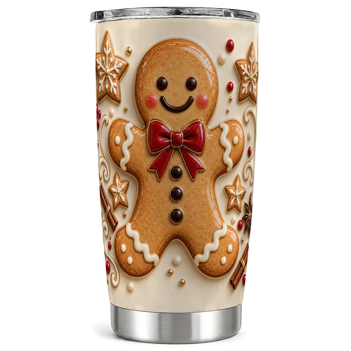 Classic Gingerbread 20oz Tumbler, Holiday Stainless Steel Travel Cup