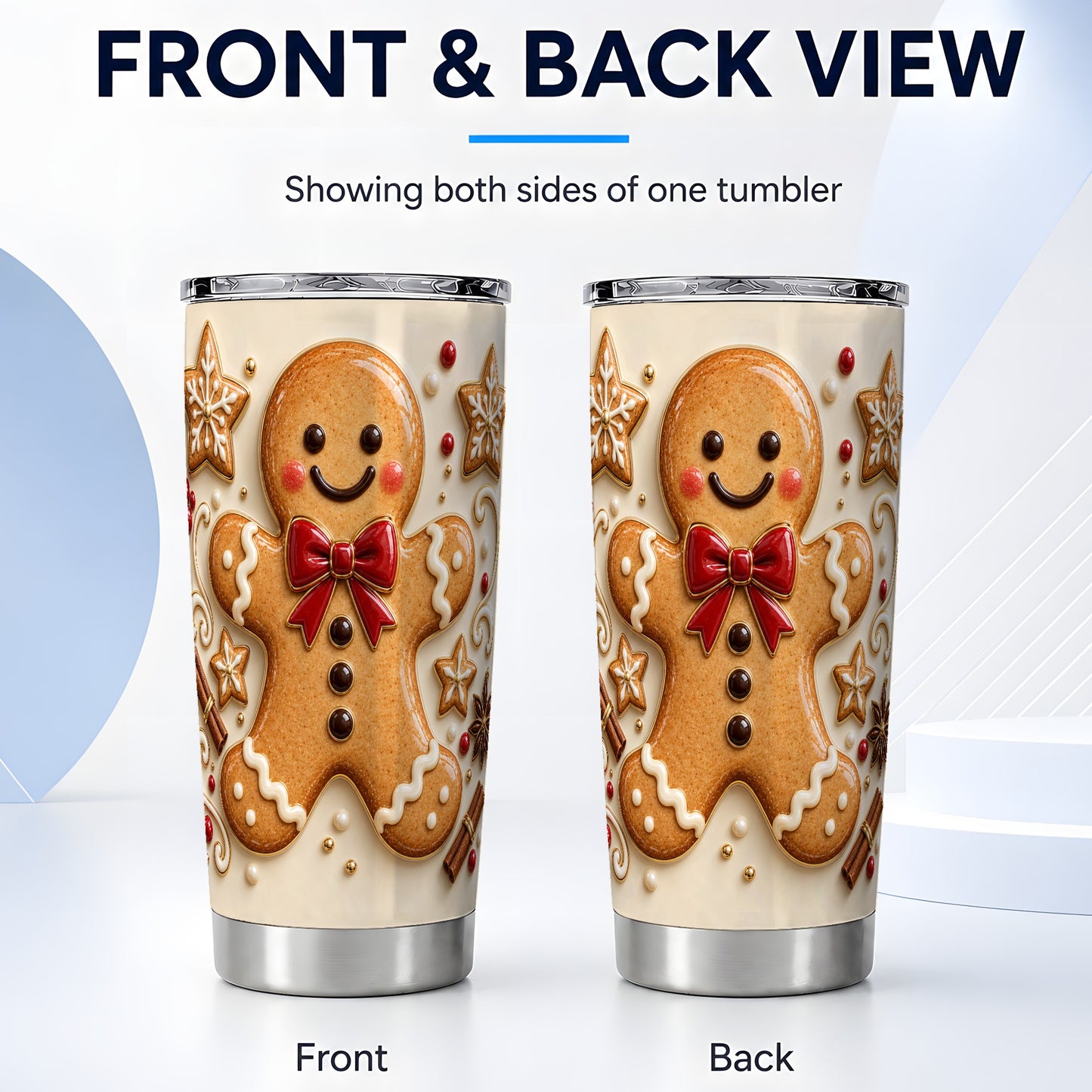 #pl[20oz|Steel] Classic Gingerbread 20oz Tumbler, Holiday Stainless Steel Travel Cup
