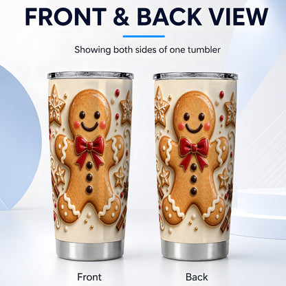 #pl[20oz|Steel] Classic Gingerbread 20oz Tumbler, Holiday Stainless Steel Travel Cup