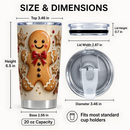#pl[20oz|Steel] Classic Gingerbread 20oz Tumbler, Holiday Stainless Steel Travel Cup