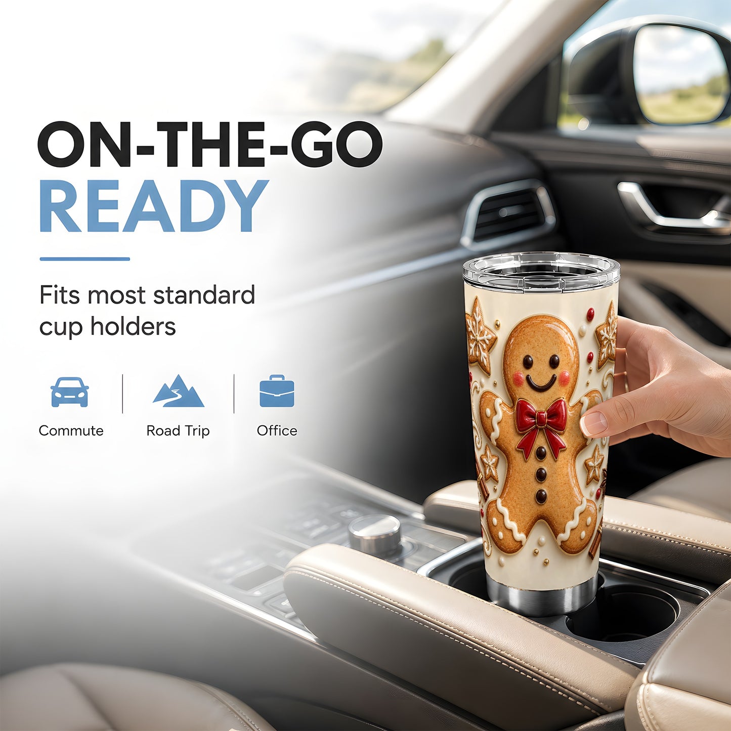 #pl[20oz|Steel] Classic Gingerbread 20oz Tumbler, Holiday Stainless Steel Travel Cup