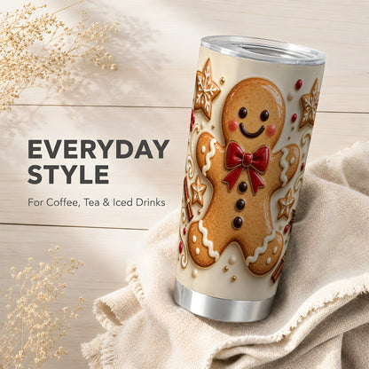 #pl[20oz|Steel] Classic Gingerbread 20oz Tumbler, Holiday Stainless Steel Travel Cup