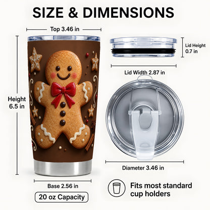 #pl[20oz|Steel] Gingerbread Man Tumbler 20oz, Holiday Tumbler, Stainless Steel Travel Cup