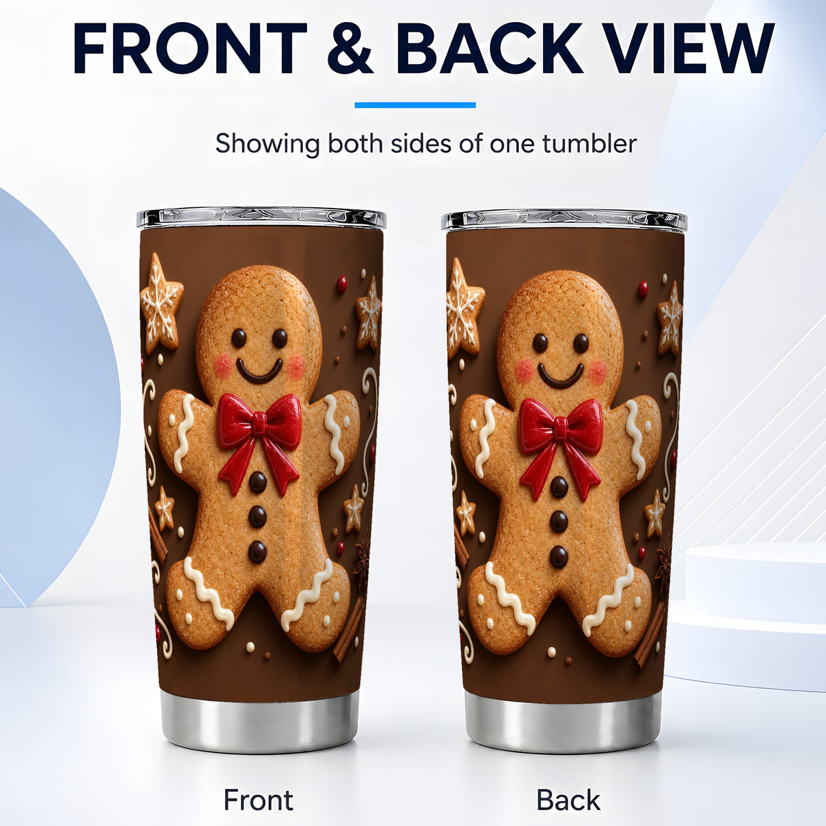 #pl[20oz|Steel] Gingerbread Man Tumbler 20oz, Holiday Tumbler, Stainless Steel Travel Cup