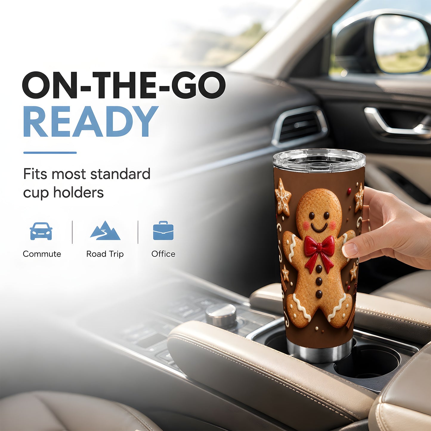 #pl[20oz|Steel] Gingerbread Man Tumbler 20oz, Holiday Tumbler, Stainless Steel Travel Cup