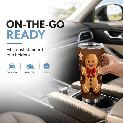 #pl[20oz|Steel] Gingerbread Man Tumbler 20oz, Holiday Tumbler, Stainless Steel Travel Cup