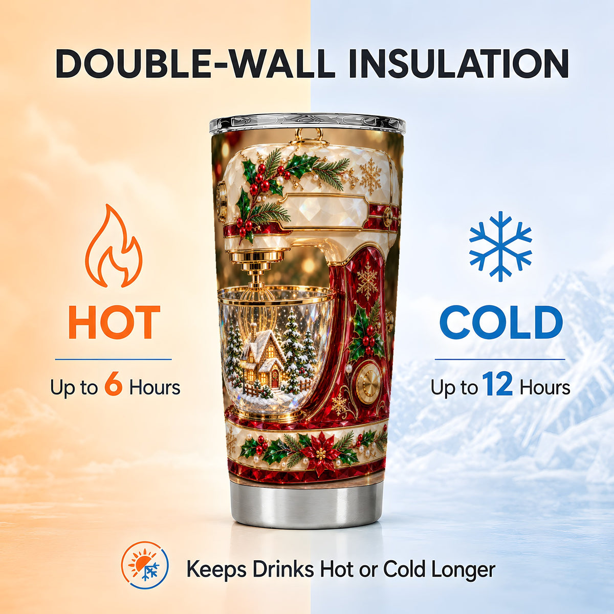 #pl[20oz|Steel] Christmas Mixer Tumbler 20oz, Baking Tumbler, Stainless Steel Travel Cup