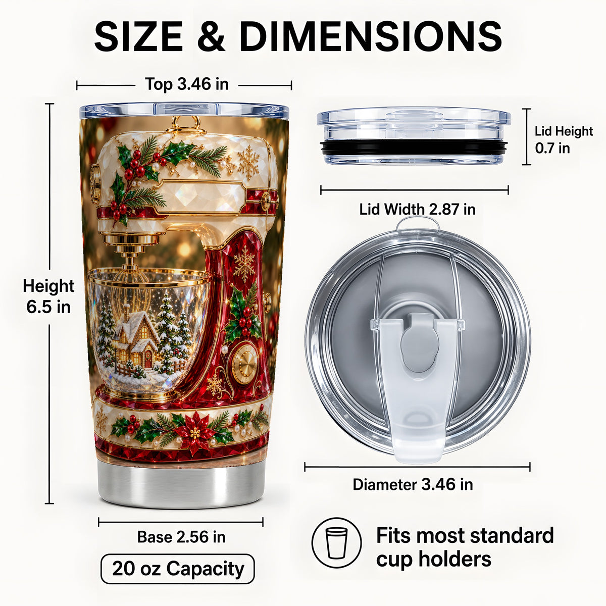#pl[20oz|Steel] Christmas Mixer Tumbler 20oz, Baking Tumbler, Stainless Steel Travel Cup