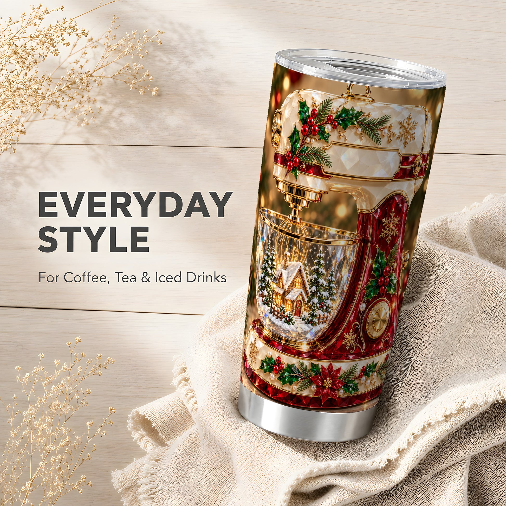 #pl[20oz|Steel] Christmas Mixer Tumbler 20oz, Baking Tumbler, Stainless Steel Travel Cup