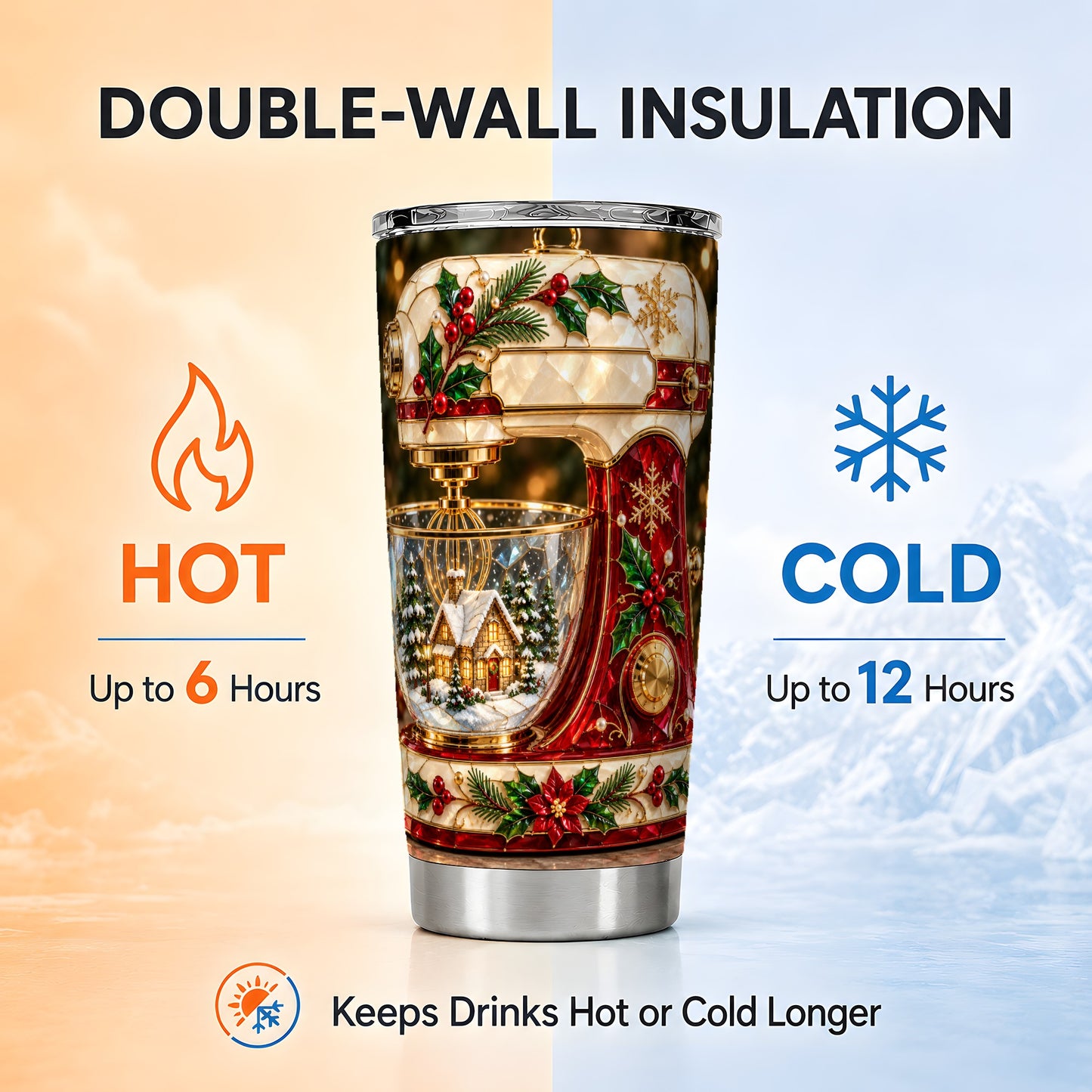 #pl[20oz|Steel] Holiday Mixer Tumbler 20oz, Baking Tumbler, Stainless Steel Travel Cup