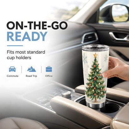 #pl[20oz|Steel] Christmas Tree Tumbler 20oz, Watercolor Tumbler, Stainless Steel Travel Cup
