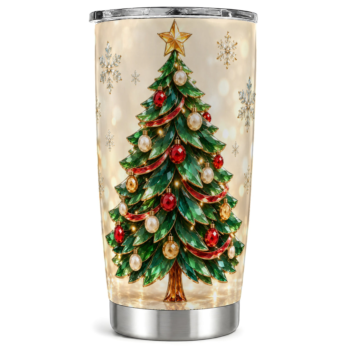 Jeweled Tree Tumbler 20oz, Christmas Tumbler, Stainless Steel Travel Cup