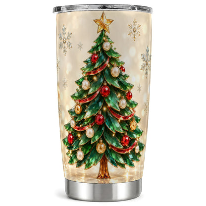Jeweled Tree Tumbler 20oz, Christmas Tumbler, Stainless Steel Travel Cup