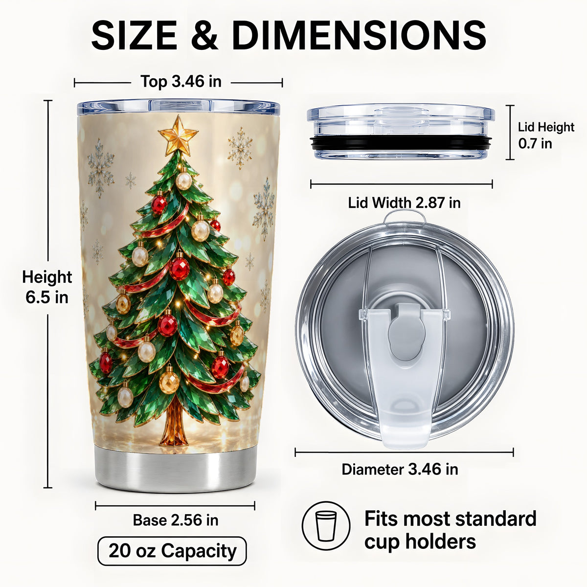 #pl[20oz|Steel] Jeweled Tree Tumbler 20oz, Christmas Tumbler, Stainless Steel Travel Cup