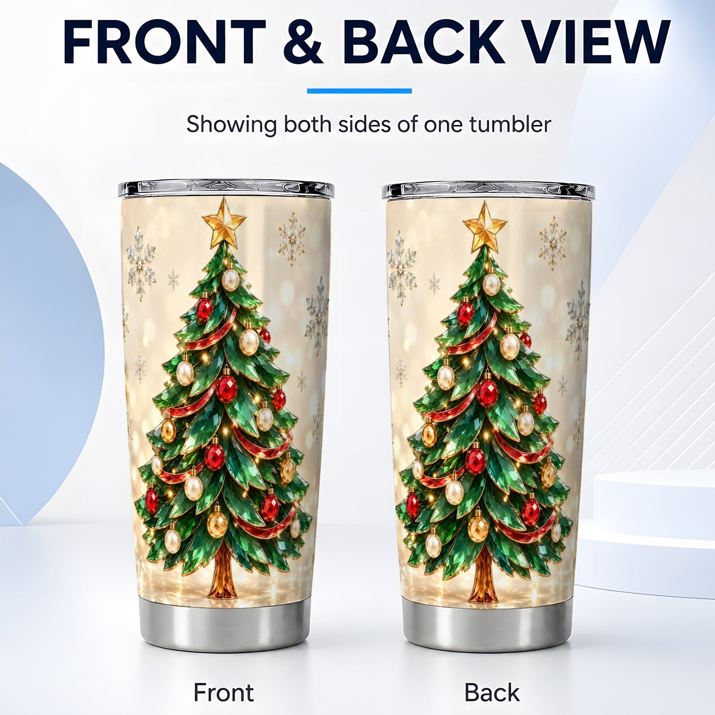 #pl[20oz|Steel] Jeweled Tree Tumbler 20oz, Christmas Tumbler, Stainless Steel Travel Cup
