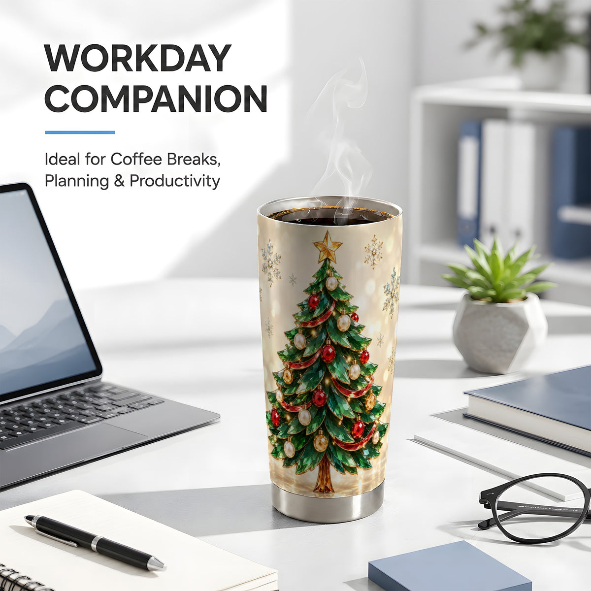 #pl[20oz|Steel] Jeweled Tree Tumbler 20oz, Christmas Tumbler, Stainless Steel Travel Cup