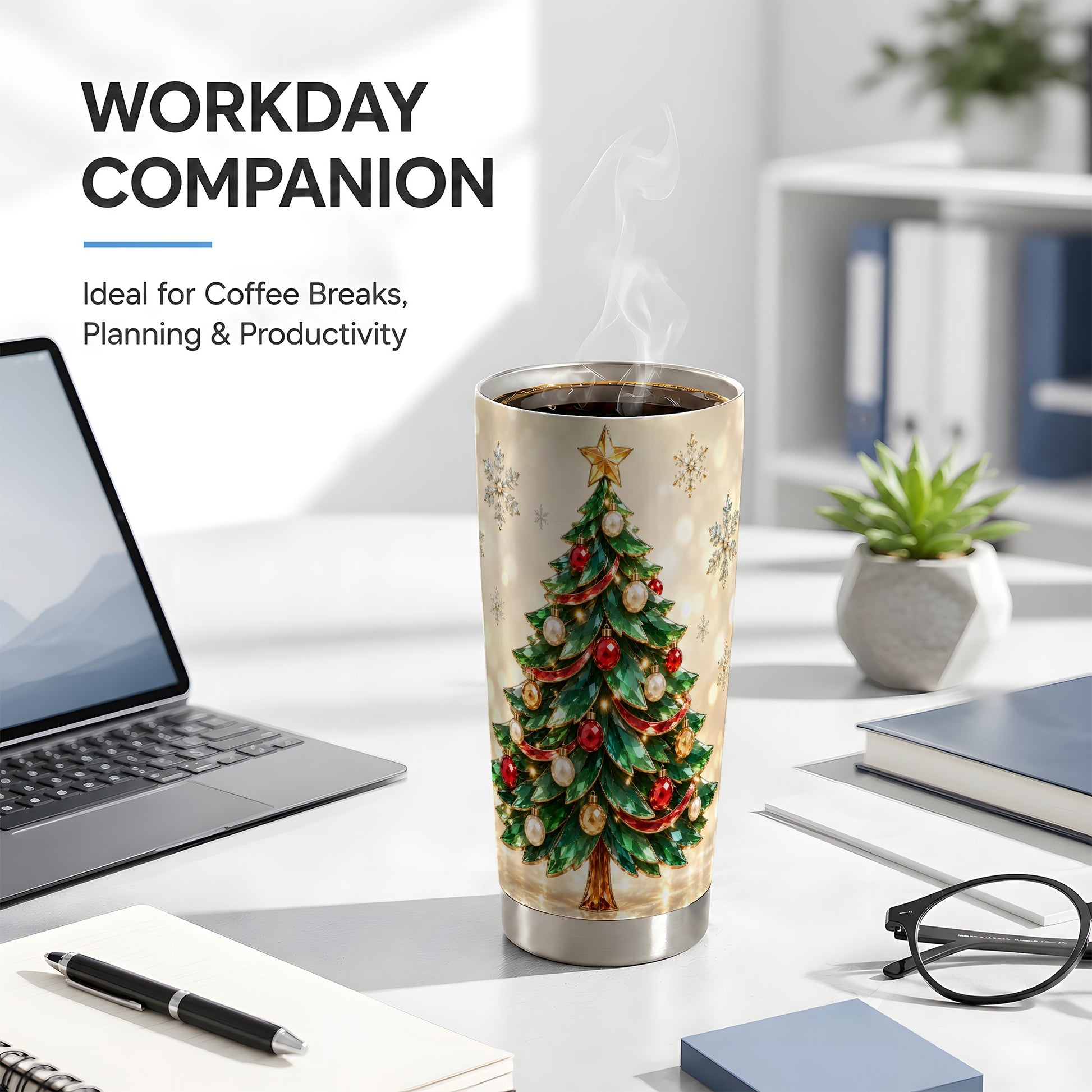 #pl[20oz|Steel] Jeweled Tree Tumbler 20oz, Christmas Tumbler, Stainless Steel Travel Cup