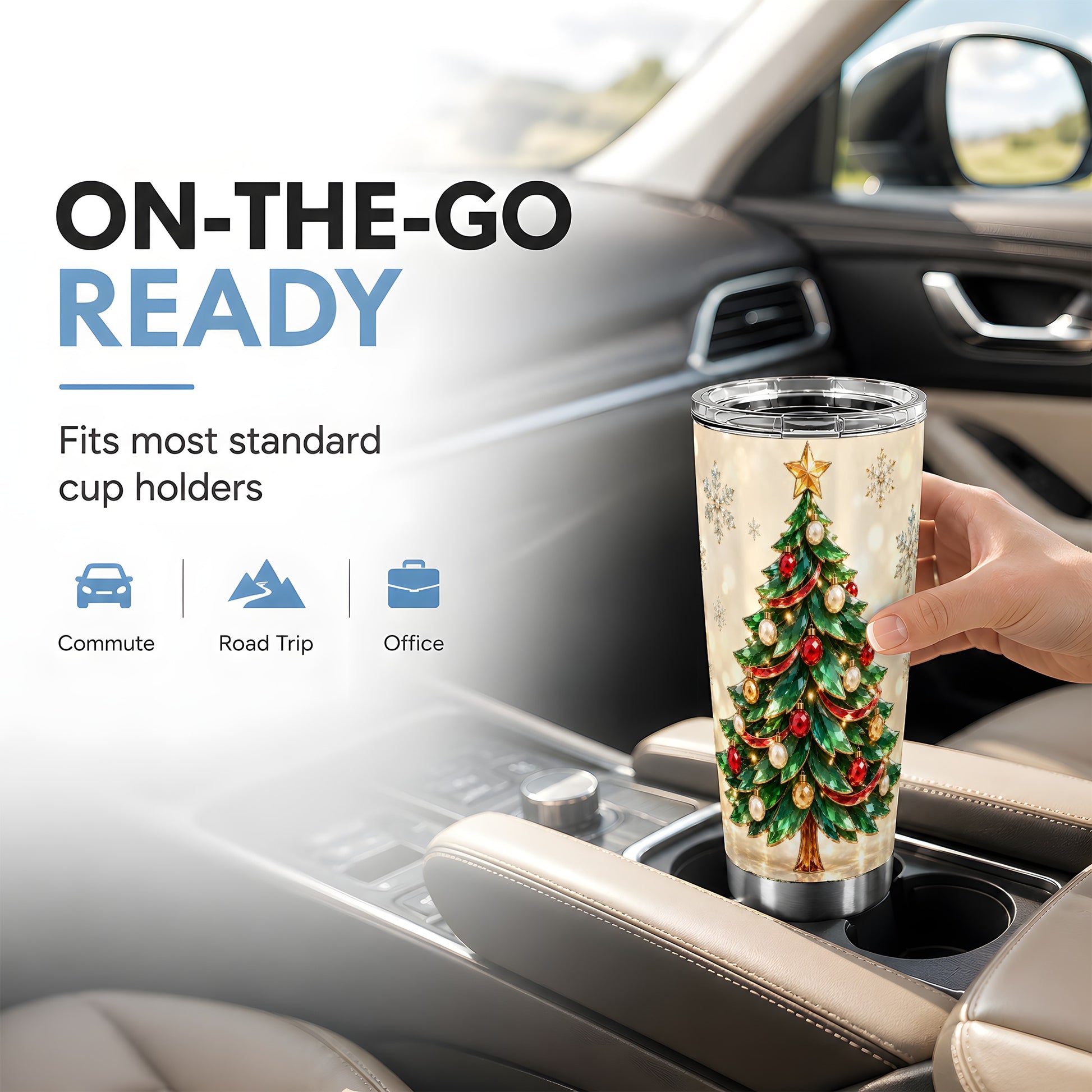 #pl[20oz|Steel] Jeweled Tree Tumbler 20oz, Christmas Tumbler, Stainless Steel Travel Cup