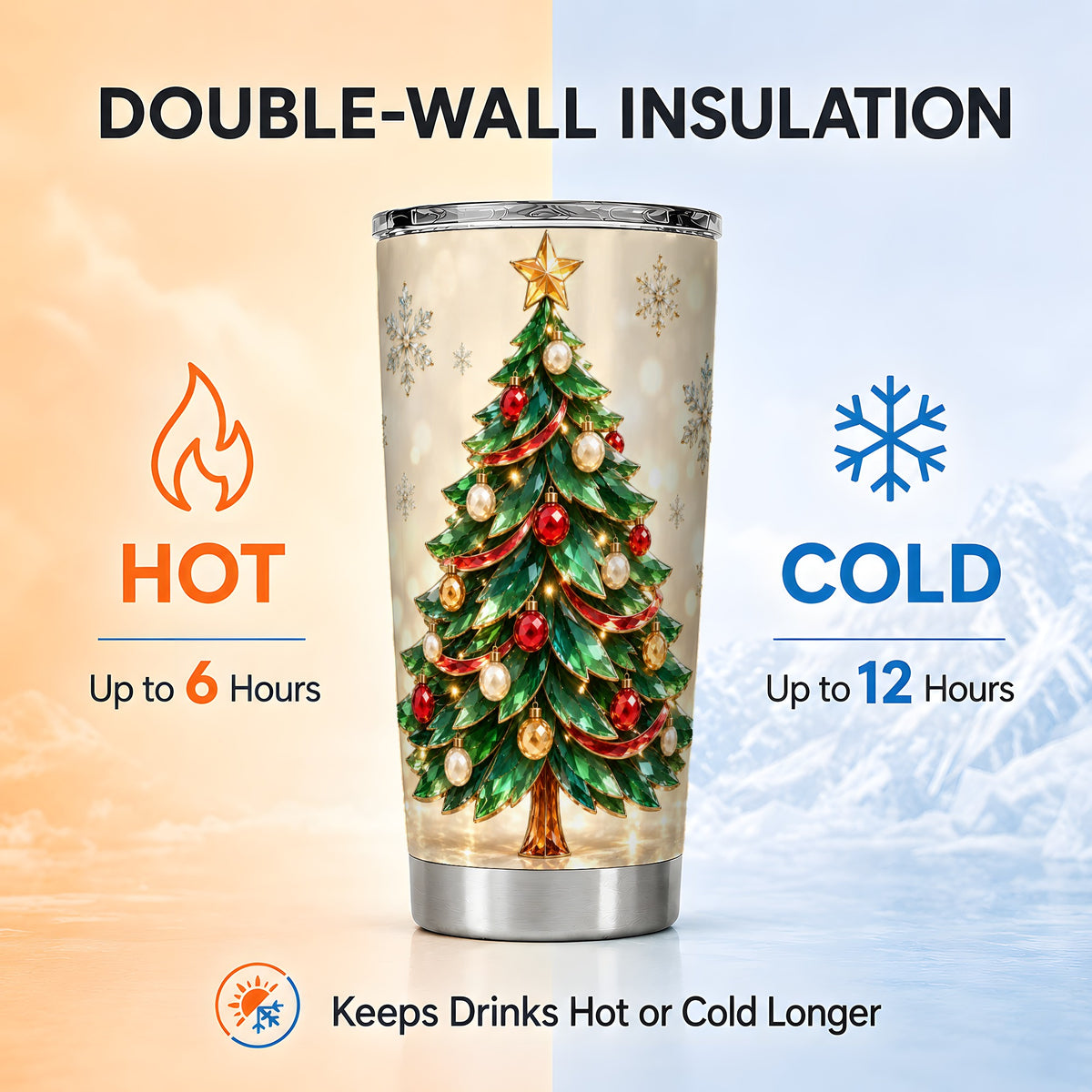 #pl[20oz|Steel] Jeweled Tree Tumbler 20oz, Christmas Tumbler, Stainless Steel Travel Cup