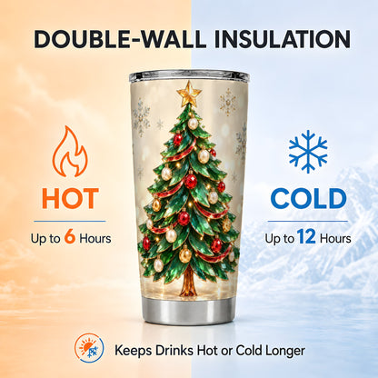 #pl[20oz|Steel] Jeweled Tree Tumbler 20oz, Christmas Tumbler, Stainless Steel Travel Cup