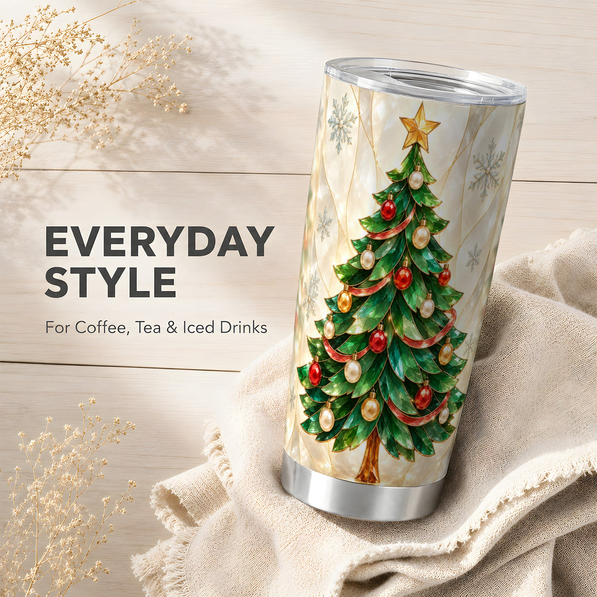 #pl[20oz|Steel] Christmas Tree Tumbler 20oz, Jeweled Tumbler, Stainless Steel Travel Cup
