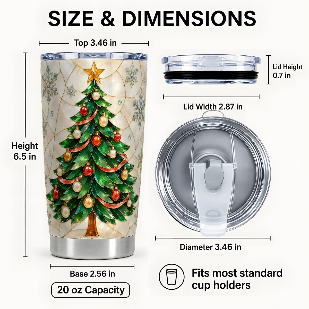 #pl[20oz|Steel] Mosaic Tree Tumbler 20oz, Snowflake Tumbler, Stainless Steel Travel Cup