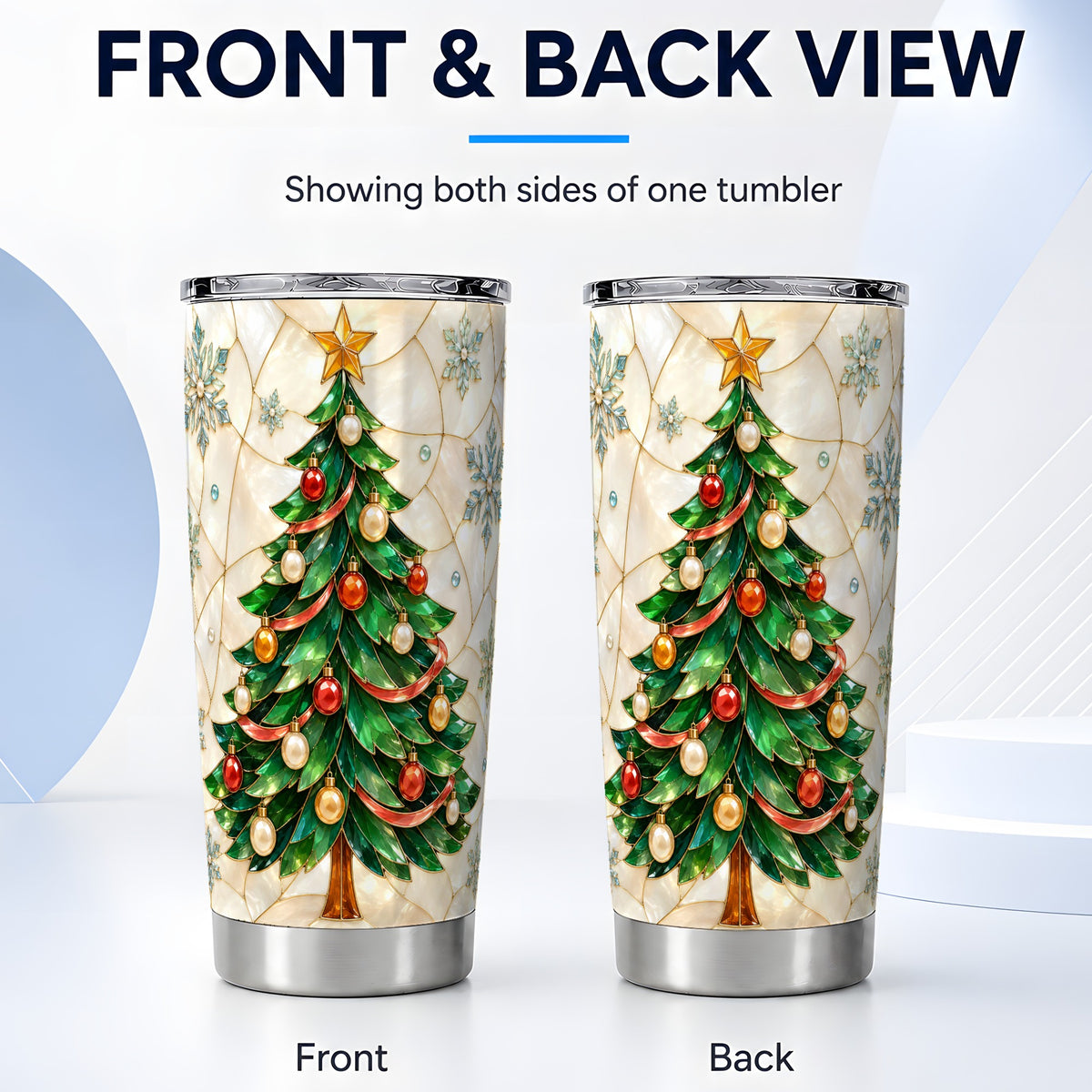 #pl[20oz|Steel] Mosaic Tree Tumbler 20oz, Snowflake Tumbler, Stainless Steel Travel Cup