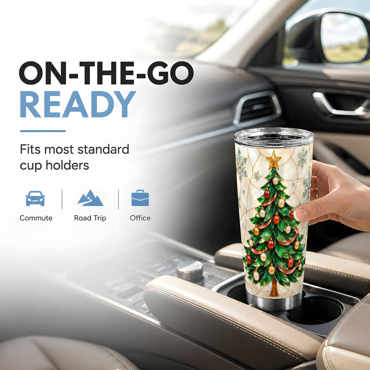 #pl[20oz|Steel] Mosaic Tree Tumbler 20oz, Snowflake Tumbler, Stainless Steel Travel Cup