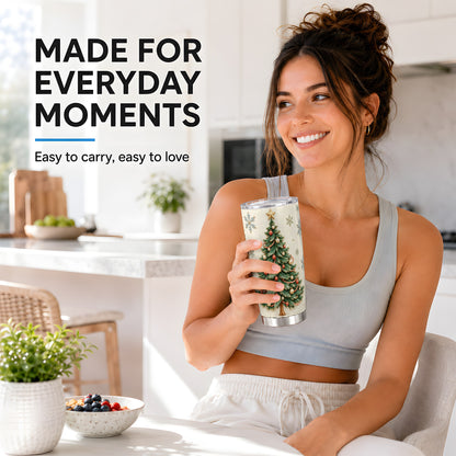 #pl[20oz|Steel] Classic Tree Tumbler 20oz, Holiday Tumbler, Stainless Steel Travel Cup