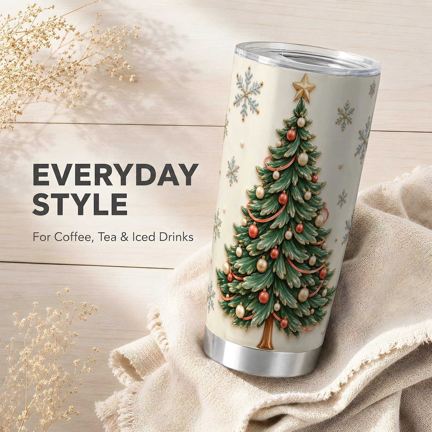 #pl[20oz|Steel] Classic Tree Tumbler 20oz, Holiday Tumbler, Stainless Steel Travel Cup