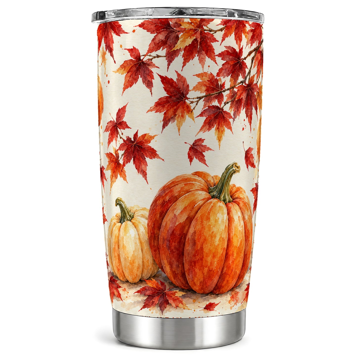 Pumpkin Tumbler 20oz, Autumn Maple Tumbler, Stainless Steel Travel Cup
