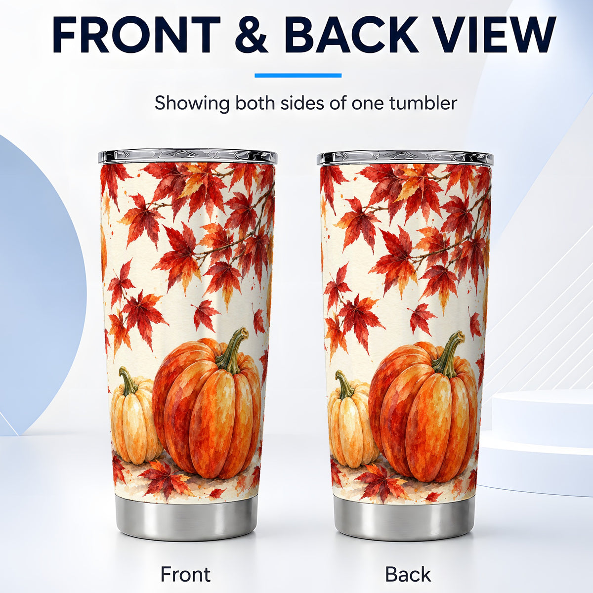 #pl[20oz|Steel] Pumpkin Tumbler 20oz, Autumn Maple Tumbler, Stainless Steel Travel Cup
