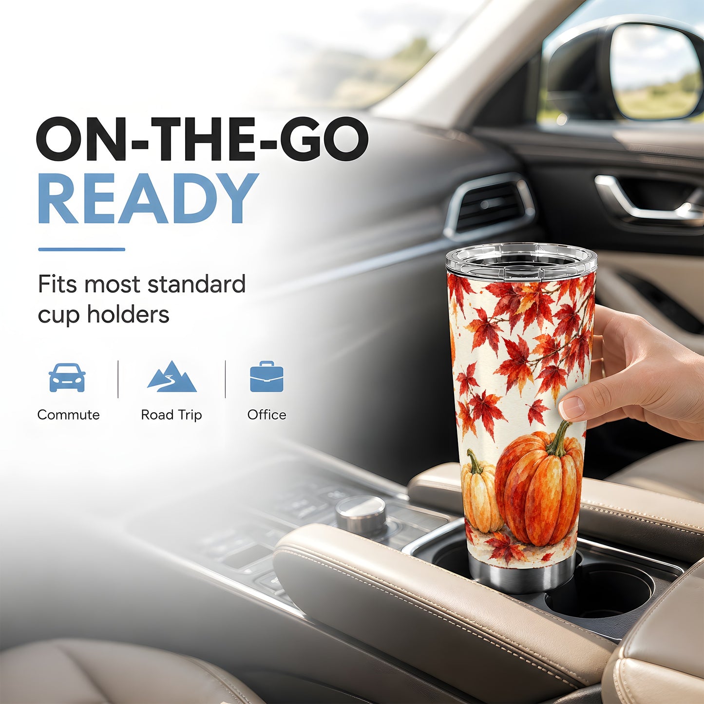 #pl[20oz|Steel] Pumpkin Tumbler 20oz, Autumn Maple Tumbler, Stainless Steel Travel Cup