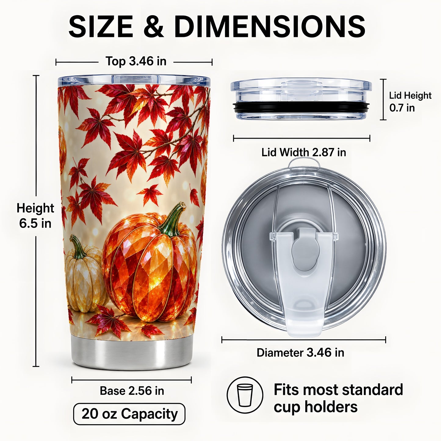 #pl[20oz|Steel] Jeweled Pumpkin Tumbler 20oz, Maple Tumbler, Stainless Steel Travel Cup