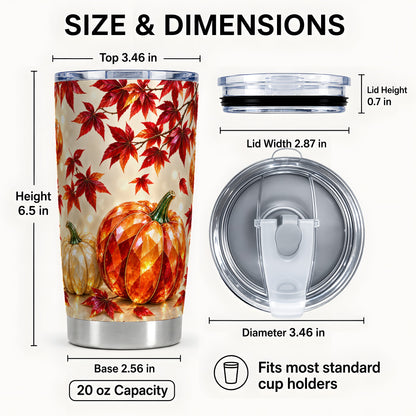 #pl[20oz|Steel] Jeweled Pumpkin Tumbler 20oz, Maple Tumbler, Stainless Steel Travel Cup