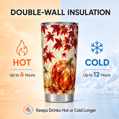 #pl[20oz|Steel] Jeweled Pumpkin Tumbler 20oz, Maple Tumbler, Stainless Steel Travel Cup