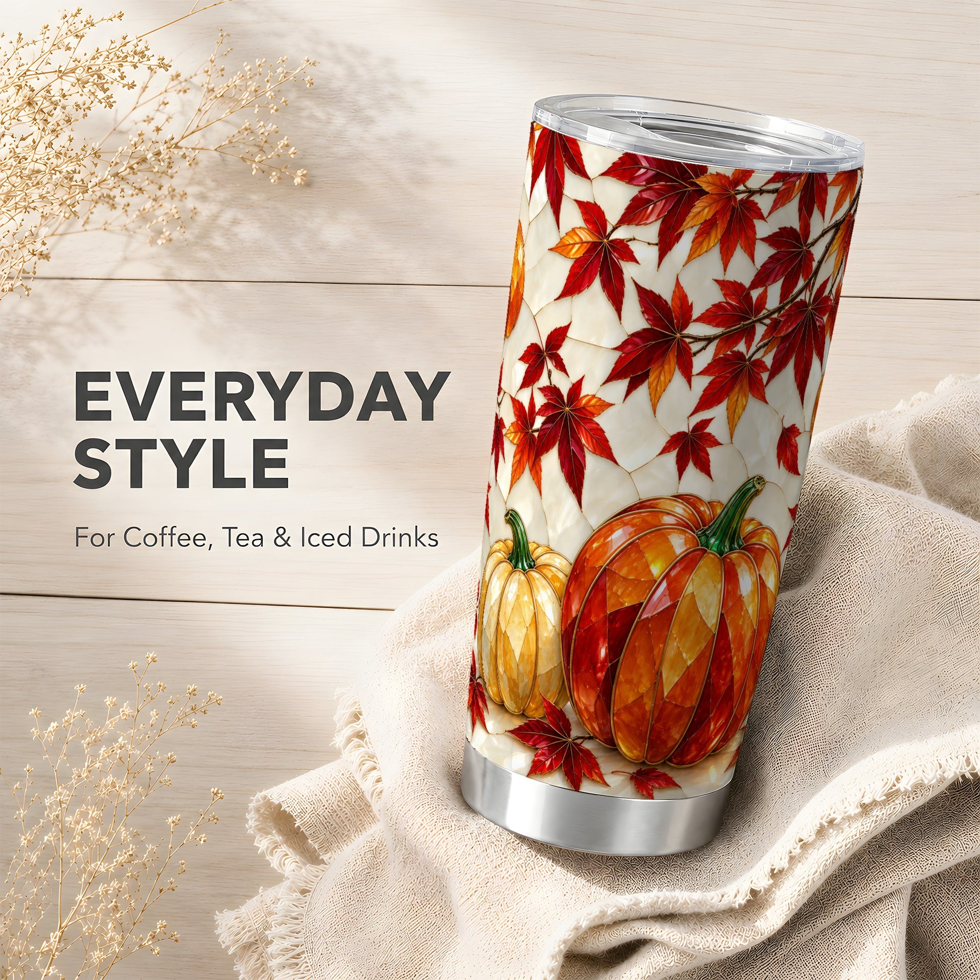 #pl[20oz|Steel] Jeweled Pumpkin Tumbler 20oz, Fall Tumbler, Stainless Steel Travel Cup