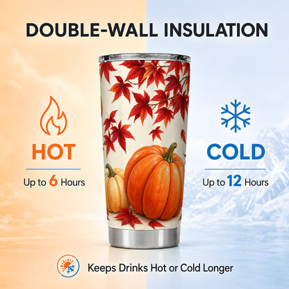#pl[20oz|Steel] Autumn Pumpkin Tumbler 20oz, Harvest Tumbler, Stainless Steel Travel Cup