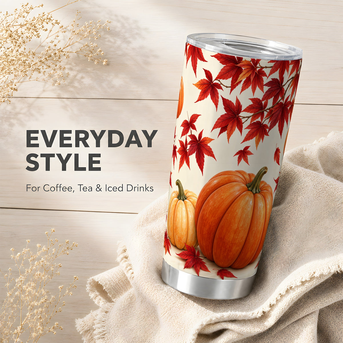 #pl[20oz|Steel] Autumn Pumpkin Tumbler 20oz, Harvest Tumbler, Stainless Steel Travel Cup